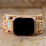 Boho Natural Gems Stone Apple Watch Band 3X Wrap Vegan Rope Wristband