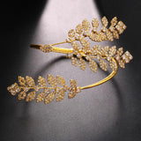 Stonefans Rhinestone Leaf Cuff Bracelet Wedding Bangle