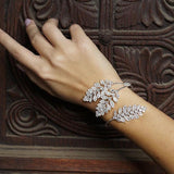 Stonefans Rhinestone Leaf Cuff Bracelet Wedding Bangle
