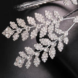 Stonefans Rhinestone Leaf Cuff Bracelet Wedding Bangle