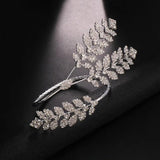 Stonefans Rhinestone Leaf Cuff Bracelet Wedding Bangle