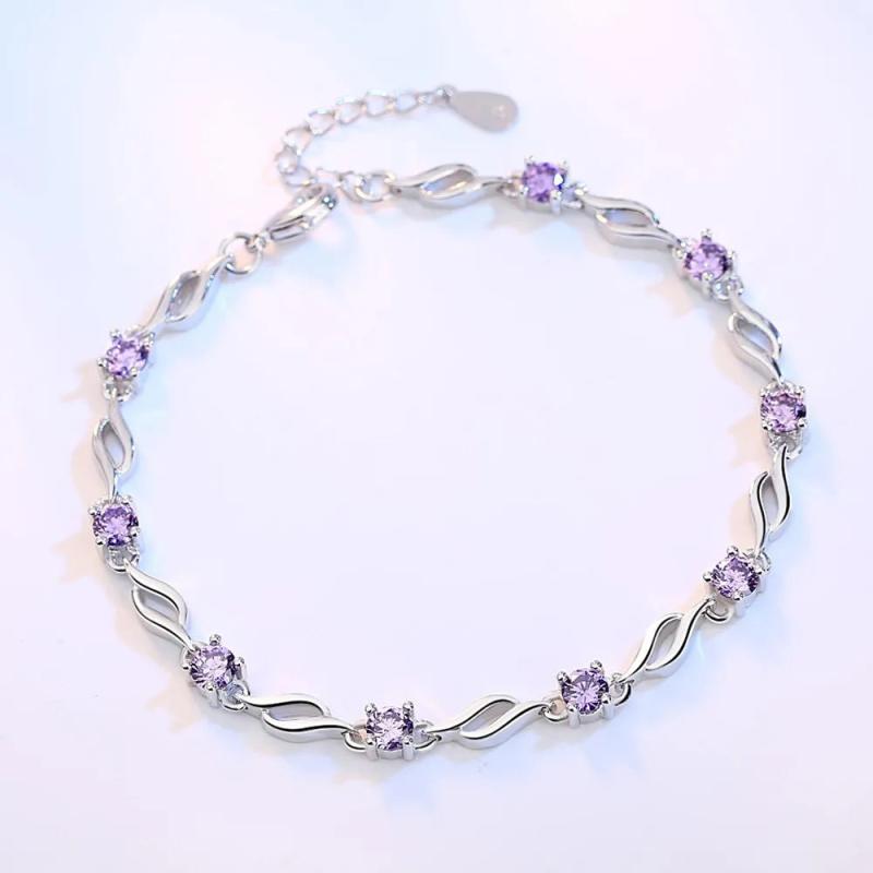 925 Silver Needle Crystal DIY Bracelet 20.5CM