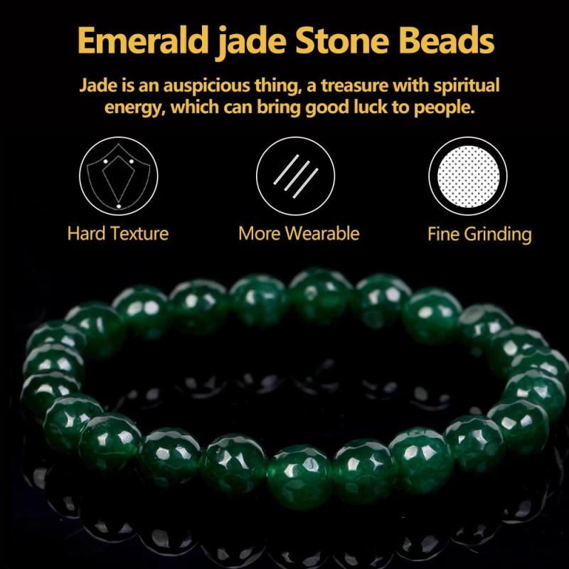 Faceted Emerald Jades Stone Bracelet Beads Magnetic Health Protection
