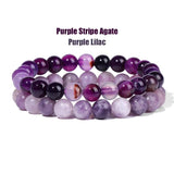 2pcs Purple Fluorite Bracelet Set Natural Amethyst Stone