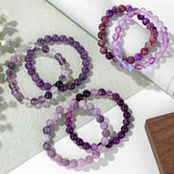 2pcs Purple Fluorite Bracelet Set Natural Amethyst Stone