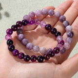 2pcs Purple Fluorite Bracelet Set Natural Amethyst Stone