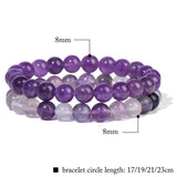 2pcs Purple Fluorite Bracelet Set Natural Amethyst Stone