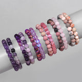 2pcs Purple Fluorite Bracelet Set Natural Amethyst Stone
