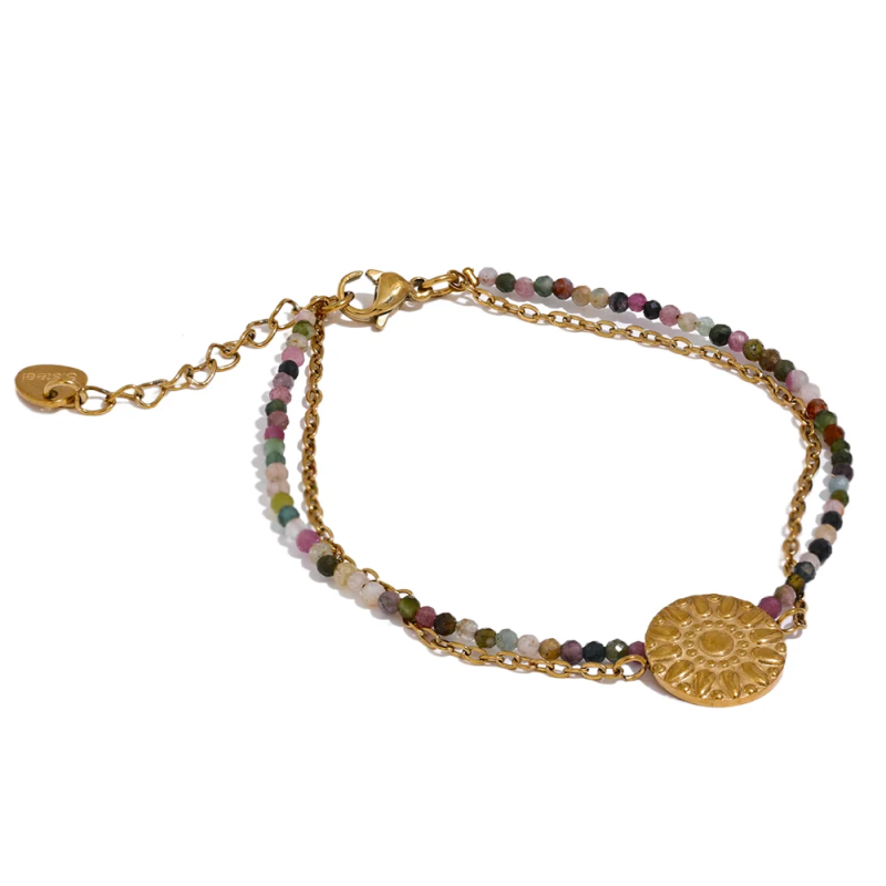 Tourmaline Beads Chain Bohemian Bracelet for Women