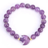 Energy Natural Stone Bracelet Star Moon Charm Bangle Amethysts Pink Quartz T019