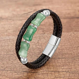 Natural Stone Beads Bracelet Men Women Leather Bangle