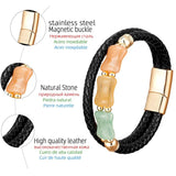 Natural Stone Beads Bracelet Men Women Leather Bangle