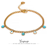 Stainless Steel Turquoise Stone Resin Eye Charm Bracelet Bangle