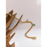 Stainless Steel Turquoise Stone Resin Eye Charm Bracelet Bangle