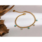 Stainless Steel Turquoise Stone Resin Eye Charm Bracelet Bangle