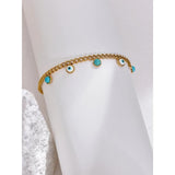 Stainless Steel Turquoise Stone Resin Eye Charm Bracelet Bangle
