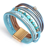Boho Natural Stone Leather Bracelet for Women