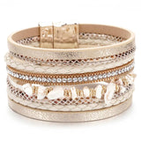 Boho Natural Stone Leather Bracelet for Women