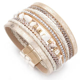 Boho Natural Stone Leather Bracelet for Women