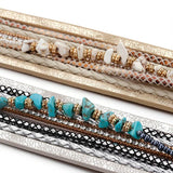 Boho Natural Stone Leather Bracelet for Women