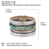 Boho Natural Stone Leather Bracelet for Women