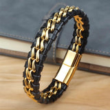 Men's Leather Chain Bracelet Magnetic Clasp Exclusive Gift