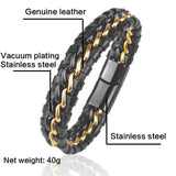Men's Leather Chain Bracelet Magnetic Clasp Exclusive Gift