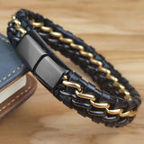Men's Leather Chain Bracelet Magnetic Clasp Exclusive Gift