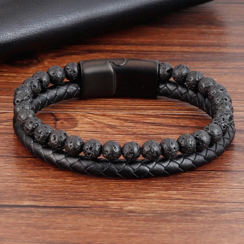 Magnetic Stone Man Bracelet Stainless Steel Chain Gift