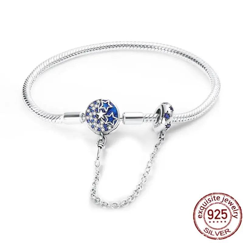 925 Silver Butterfly Buckle Chain Bracelet CZ DIY Jewelry for Women