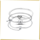 925 Silver Butterfly Buckle Chain Bracelet CZ DIY Jewelry for Women