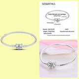 925 Silver Butterfly Buckle Chain Bracelet CZ DIY Jewelry for Women