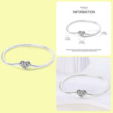 925 Silver Butterfly Buckle Chain Bracelet CZ DIY Jewelry for Women