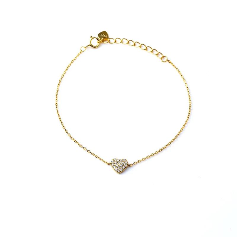 925 Silver Heart Bracelet for Girls with Zircon