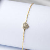 925 Silver Heart Bracelet for Girls with Zircon