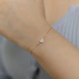 925 Silver Heart Bracelet for Girls with Zircon