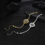 925 Silver Golden Round Pad Vintage Bracelet For Woman Girl