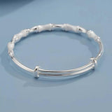 925 Silver Bamboo Matte Bangle Bracelet for Woman