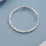 925 Silver Bamboo Matte Bangle Bracelet for Woman