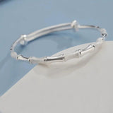 925 Silver Bamboo Matte Bangle Bracelet for Woman