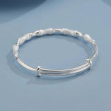 925 Silver Bamboo Matte Bangle Bracelet for Woman