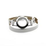 25mm Wrap Bracelet 316L Stainless Steel Memory Locket PU Leather Wrap Bracelet