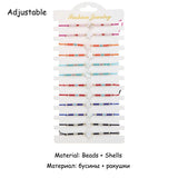 12pcs Seed Bead Shell Charms Bracelet Thin Wax Rope Hand Woven
