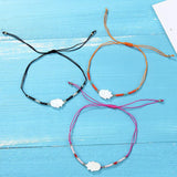 12pcs Seed Bead Shell Charms Bracelet Thin Wax Rope Hand Woven