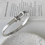 925 Sterling Silver Belt Punk Bracelet Bangle