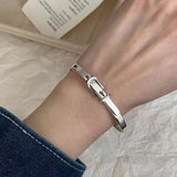 925 Sterling Silver Belt Punk Bracelet Bangle