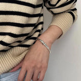 925 Sterling Silver Belt Punk Bracelet Bangle