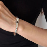 925 Sterling Silver Belt Punk Bracelet Bangle