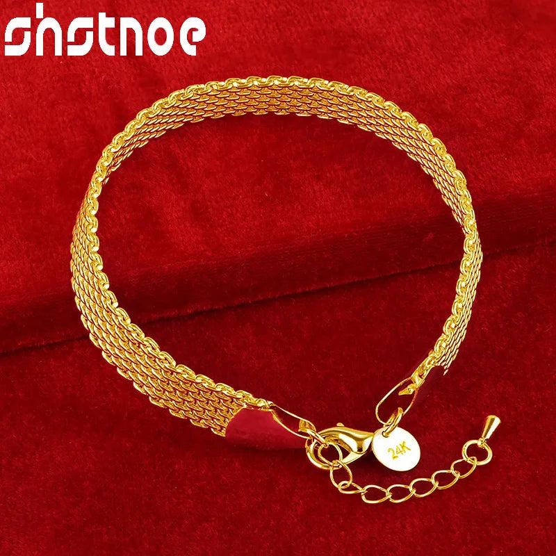 24K Watchband Bracelet Width 10mm Chain Gift