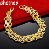 24K Chain Geometry Charm Bracelet For Woman Man Birthday Wedding